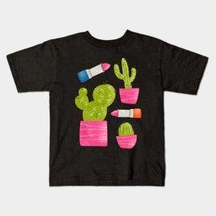 Cactus and Lipstick Sticker Set Kids T-Shirt